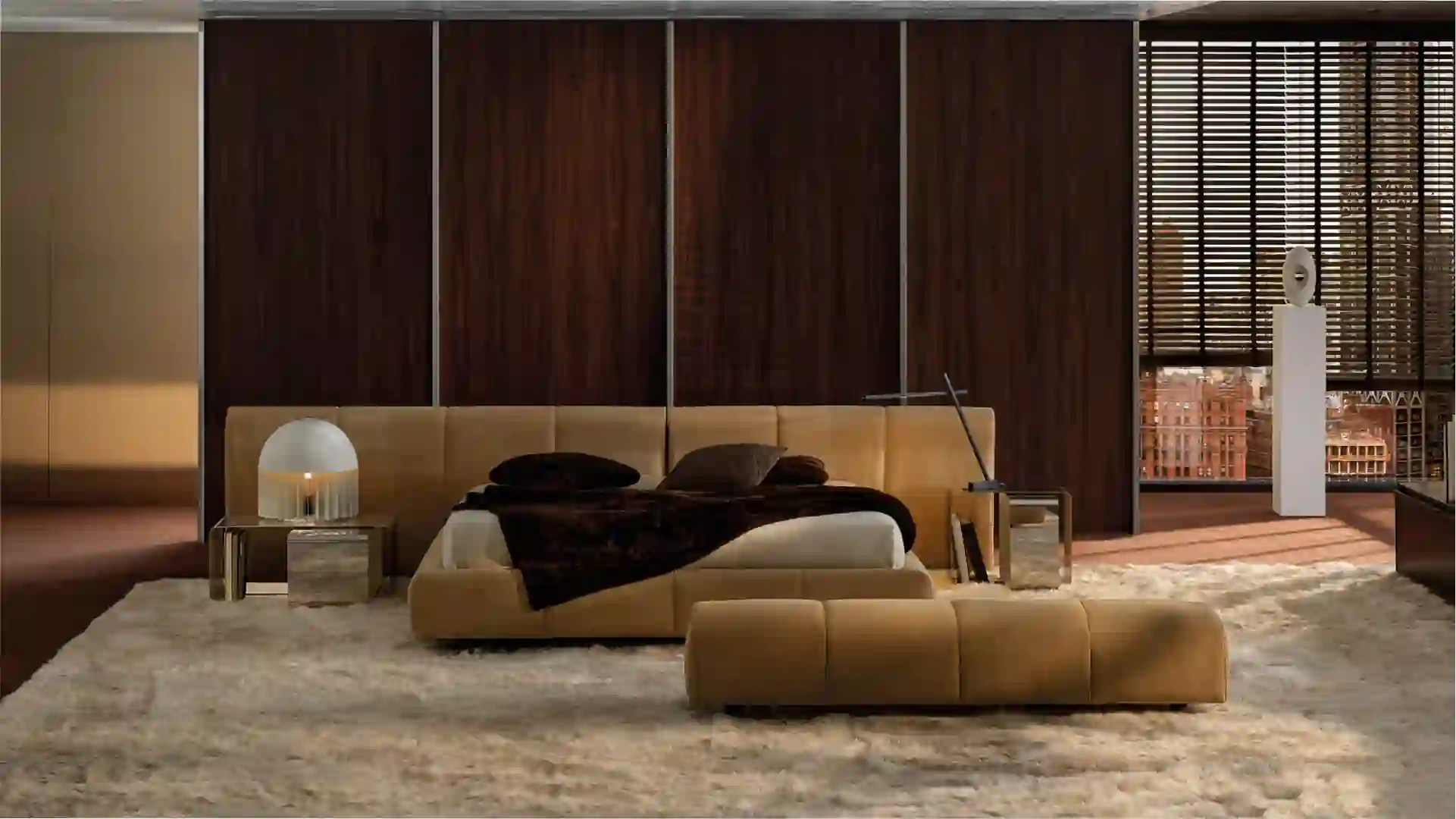 Спальня Minotti — роскошная обстановка