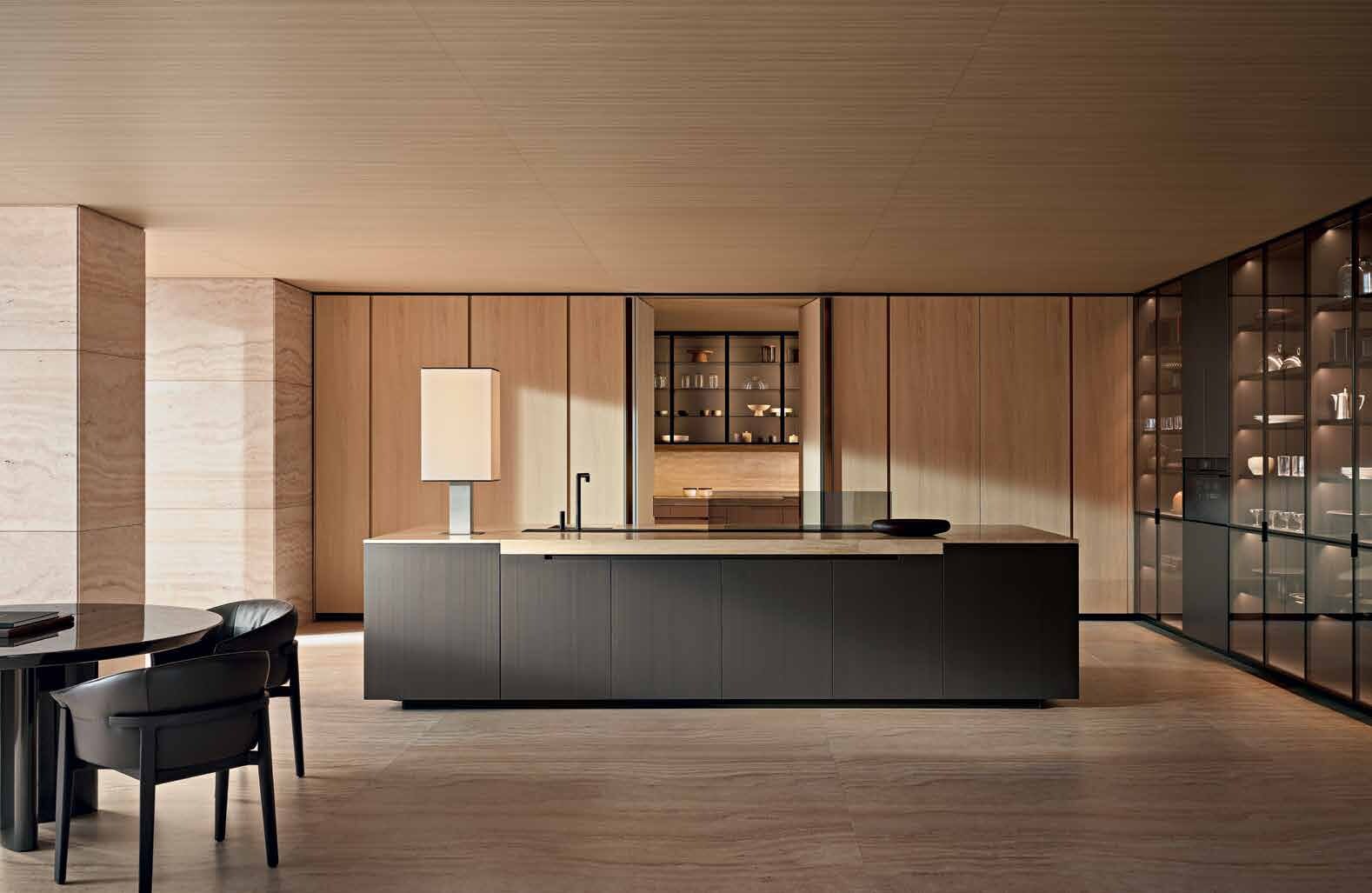 Кухня Poliform Varenna Phoenix, светлое дерево, остров